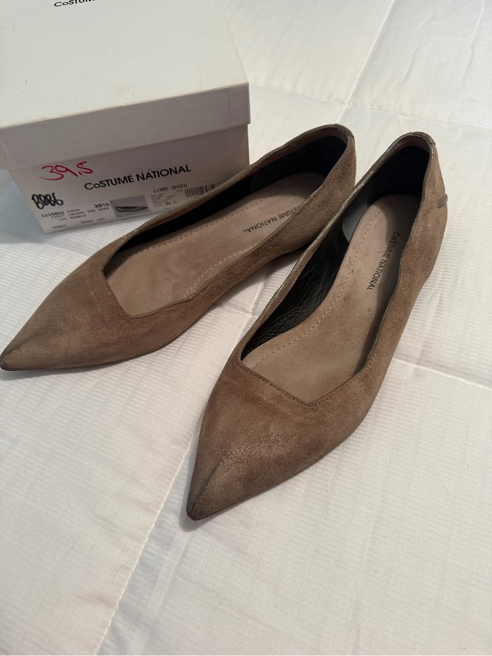 CNC Costume National Taupe Suede Pointed Toe Flats